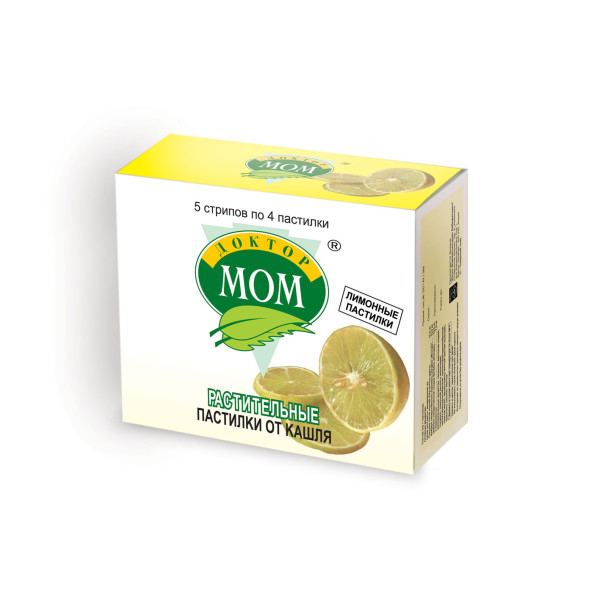 Doctor Mom Lozenges with Lemon Flavour Herbal Cough 5 strips of 4 lozenges Unique Pharmaceutical