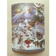 Block of Stamps Generous Ukraine Winter flowers birds animals pictures 2014 SU32