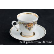 Cup Saucer Coffee pair BARANOVKA Vintage porcelain USSR CCCP PD170
