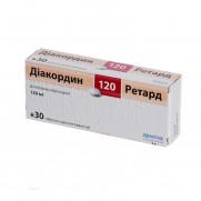 Diacordin retard 30 tabl 120mg Diltiazem hydrochloride Диакордин ретард