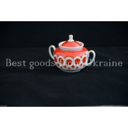 Sugar bowl Vintage porcelain USSR Druzhkovka factory Soviet russian Polka-dot PD32