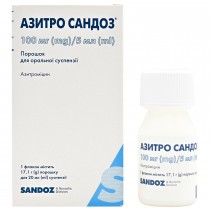 Azithro Sandoz powder susp 100 mg / 5 mg fl 20 ml AZITHROMYCINUM АзитроСандоз