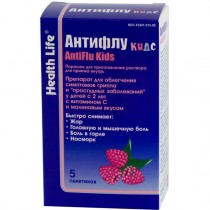 Antiflu KIds with Raspberry for Children powder for oral solution 5 packs Антифлу Кидс Helth life ARVI Colds Flu