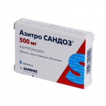 Azithro Sandoz 3 tabl 500 mg AZITHROMYCINUM Азитро Сандоз