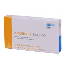 Choragon powder injection solut. 3 ampl 1ml 1500UI Chorionic gonadotropin Хорагон 