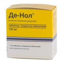 De-Nol De Nol 56 tablets / 112 tablets 120mg Bismuth subcitrat Gastritis Astellas Pharma Europe