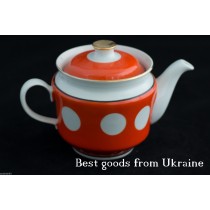 Vintage Teapot porcelain USSR CCCP Soviet Tirnopolsky Factory Polka-dot PD79